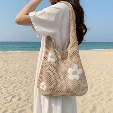 Imagem de Bolsa de mão única respirável para mulheres, homens, mães, pais, amantes, viagens, resort, férias, 1 peça, Bege, 14.18X15.36X0.79inch