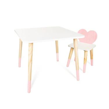 Imagem de Kit Mesa e Cadeira Infantil Coração Rosa Bebê - Eita! Casa Perfeita