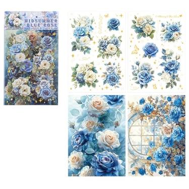 Imagem de Adesivos Washi florais de folha dourada à prova d'água para agenda de scrapbooking e decoração de artesanato DIY