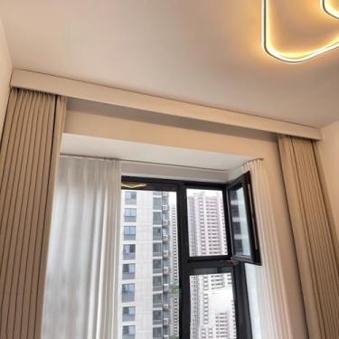 Imagem de Cortina de liga de alumínio, trilho e sanefa de cortina de sala de estar, cornija de janela resistente branca, 3 4 5 6 7 8 9 10 11 12 14 15 16 20 pés de comprimento (montagem de cobertura, 274 cm (9