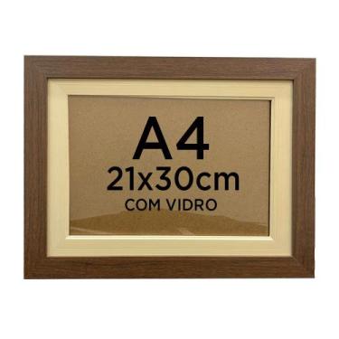 Imagem de Moldura Dupla Quadro A4 21x30cm Diploma Certificado Foto com Vidro - T