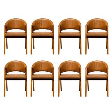 Imagem de Kit 8 Cadeiras Sala de Jantar Premium com Braço Madeira Maciça materia