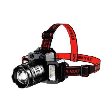 Imagem de Lanterna De Cabeça LED Recarregável À Prova d'Água, Portátil, Com Zoom