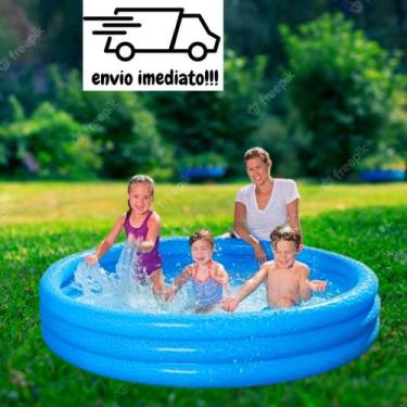 Imagem de Piscina Inflável Infantil Para Criança 480 Litros 3 Anéis Banheira Inf