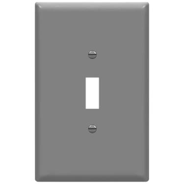 Imagem de ENERLITES Placa de parede com interruptor jumbo, tamanho grande 1-gangue 14 x 8,89 cm, policarbonato termoplástico inquebrável, 8811O-GY, cinza