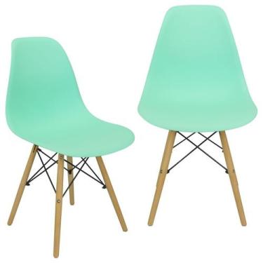 Imagem de Kit 2 Cadeiras Charles Eames Eiffel Wood Design - Verde Claro - Magazi
