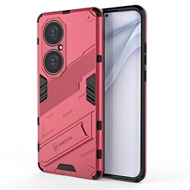 Imagem de Capa de telefone compatível com Huawei P50 PRO capa protetora com função à prova de choque, capa protetora ultrafina com suporte suporte capa protetora para celular PC e TPU (cor: rosa)
