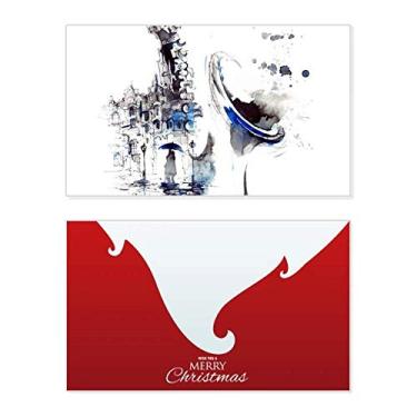 Imagem de Guarda-chuva para construção de saxofone em aquarela, feriado, feriado, comemorações, cartão de felicitações, mensagem de Natal