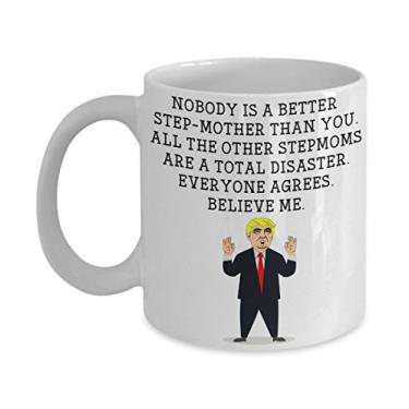 Imagem de Caneca engraçada de cabeça de Trump – Caneca de café Donald Trump – Ideia de presente inovadora para padrasta – Ideia de mordaça do presidente