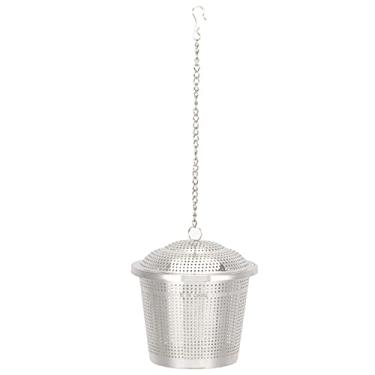 Imagem de Filtro de chá, elegante, durável, prático, infusor de chá, seguro 304, aço inoxidável com correntes e ganchos para filtrar resíduos para sala de chá para fazer chá em casa (M)