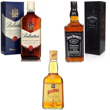Imagem de Whisky Ballantine's 1L + White Horse 1L + Jack Daniel's 1L