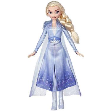 Imagem de Boneca fashion Disney Frozen Elsa com cabelo loiro comprido e roupa