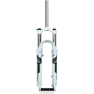 Imagem de Garfo de suspensão para MTB Garfo dianteiro para bicicleta de montanha de 26 polegadas 100mm Viagem 1 1/8 Tubo reto QR 9mm Disco/V Freio Garfo de liga de alumínio, branco cinza, 26 pol.