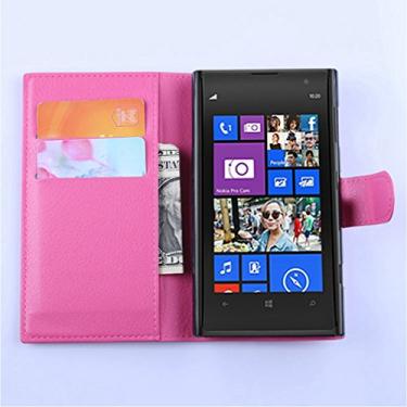 Imagem de Capa carteira Microsoft Lumia 1020, capa carteira flip de couro PU premium com compartimento para cartão, suporte e fecho magnético [capa interior à prova de choque de TPU] Compatível com Microsoft