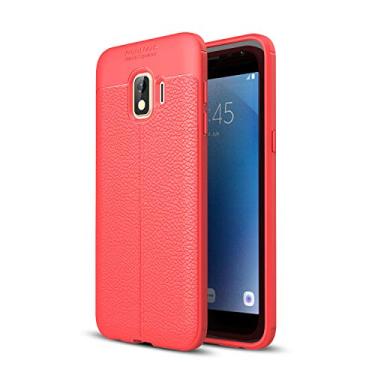 Imagem de INSOLKIDON Compatível com Samsung Galaxy J2 Core capa traseira macia TPU capa protetora flexível à prova de choque antiderrapante resistente a arranhões textura durável (vermelho)