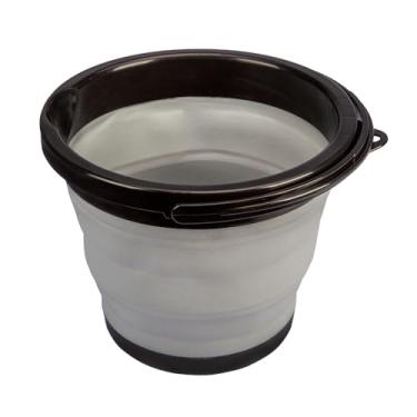 Imagem de Perfect Pro, Balde Retrátil, 5 Litros, Redondo, Com Alça, Feito em Plástico e Borracha, Para Limpeza Geral - Cinza e Preto