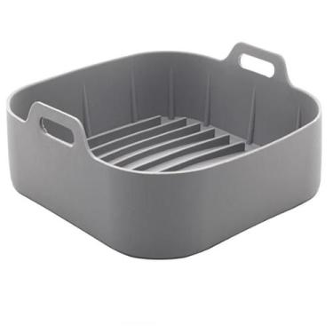 Imagem de Cesto para  Air Fryer 4 Litros Quadrada  21cm em Silicone Cinza UnyHom