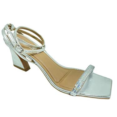 Imagem de Sandália Di Valentini Sara Metalizada Salto Bloco - Prata - 35