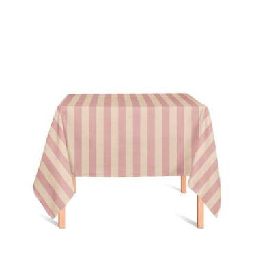 Imagem de Toalha de Mesa Quadrada em Tecido Jacquard Rosa Envelhecido e Dourado 