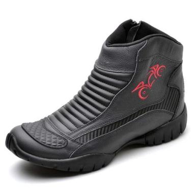 Imagem de Bota Coturno Motociclista Couro Semi Impermeável Preto - Pizzaflex, 37