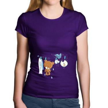 Imagem de Baby Look Algodão É um menino - Foca na Moda, Roxo, GGG