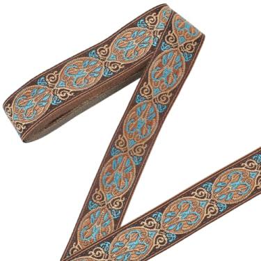 Imagem de PH PandaHall Fita jacquard vintage de 7,6 metros fita de poliéster estilo étnico para costura bolsa de vestuário acessórios de cinto fitas decorativas para o Natal Halloween Webbing marrom, 3 cm de
