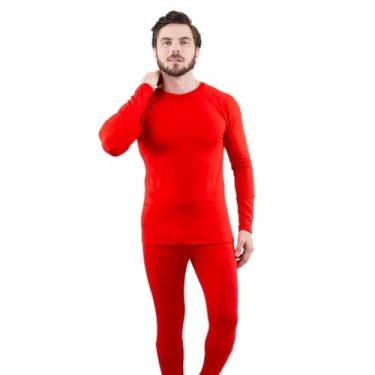 Imagem de Conjunto Camiseta Calça Térmica Flanelada Segunda Pele Frio Vento (M, Vermelho)