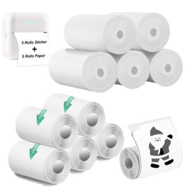 Imagem de 10 Rolos de Papel e Adesivos para Impressora Térmica Mini