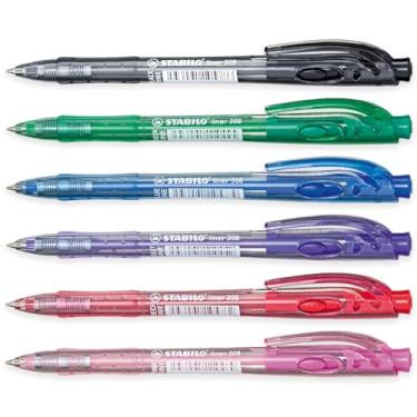 Imagem de STABILO Liner - Caneta esferográfica retrátil - fina - pacote com 6 (multicoloridas)