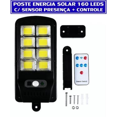 Imagem de Luminária Solar Refletor Led 100W Poste Sensor 160 Leds Cob