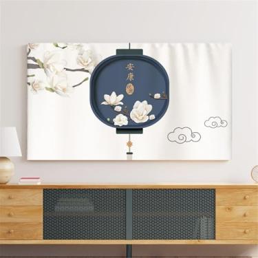 Imagem de Capa de TV mistura de poliéster de 81 a 203 cm com bainha elástica e bolsos laterais, proteção de home theater em vários tamanhos, serve para telas planas/curvas - flor 2||124.5-132.1 cm