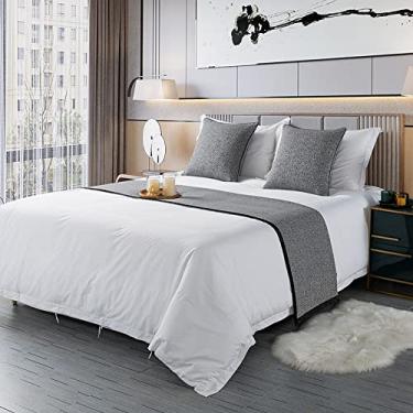Imagem de Cachecol de corredor de cama de hotel, colchas, decoração de cama macia, proteção de cama, toalha de cauda, faixa de decoração para Queen, casal, solteiro, cama king size - cinza||California King 50 x