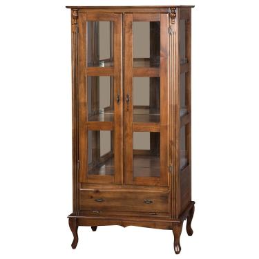 Imagem de Cristaleira Antique Alta Lateral Com 2 Portas de Vidro e 1 Gaveta 1001e Imbuia Verniz