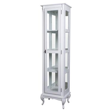 Imagem de Cristaleira Torre Lateral Com 1 Porta de Vidro e 3 Prateleiras Com Espelhos 1077-e Cera Clara