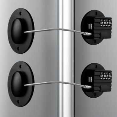 Imagem de Trava de geladeira com combinação, trava de segurança sem chave para freezers, armários, gavetas, fácil instalação (2, preto)