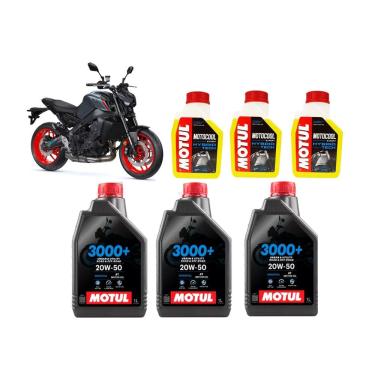 Imagem de Kit Com Troca Óleo 3L Motul 3000+ 20W50 Mineral 4T + 3L Motocool Expert -37º Mt09