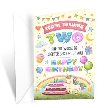 Imagem de Prime Greetings Cartão de 2º aniversário, feito nos EUA, cartolina grossa com envelope premium embalado em um envelope de apresentação reutilizável, ecológico, 12,7 cm x 19,7 cm