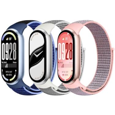 Imagem de Bcuckood Pulseira esportiva de nylon compatível com Xiaomi Smart Band 10/9/8 para mulheres e homens, pulseira de substituição macia ajustável respirável para Xiaomi Mi Band 10/9/8, 3 peças