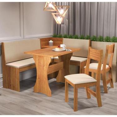 Imagem de Canto Alemão Fritz Com 2 Cadeiras Brisa Mel Marfim Casa Giulia, Bege