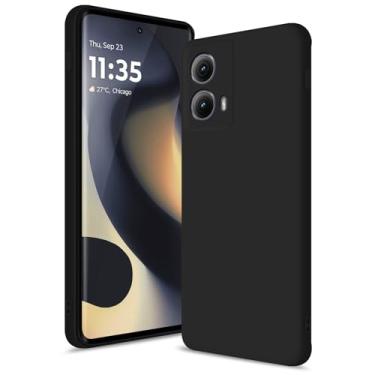 Imagem de Btstring Capa para Motorola Edge 2024, capa de silicone macio com proteção de câmera atualizada, capa fina à prova de choque com forro de microfibra antiarranhões, preta