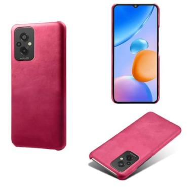 Imagem de Capa para Xiaomi Redmi 11 Prime 4G,Proteção contra quedas,Casca de volta de cor sólida simples,Design de couro de imitação de plástico-Rose