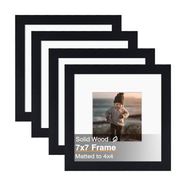 Imagem de KINLINK Porta-retrato 18 x 18 cm, molduras quadradas pretas de madeira maciça para fotos 10 x 18 cm com tapete ou 18 cm x 18 cm sem tapete, molduras de parede e mesa, preto, pacote com 4