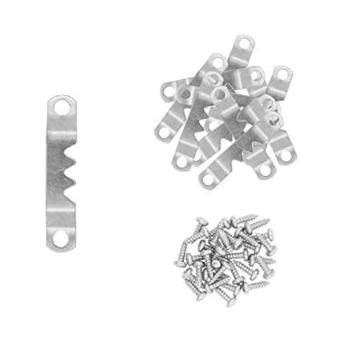 Imagem de Cabides para quadro Sawtooth – Cabides para quadro – Kit de ferramentas para pendurar fotos com parafusos para pintura em tela de madeira da Mandala Crafts, 100 conjuntos pequenos prateados