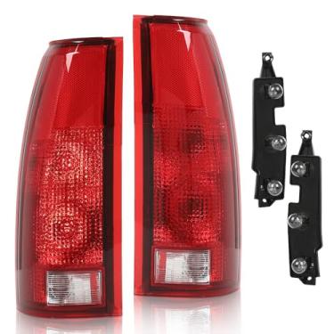 Imagem de CHEDA Luzes traseiras com lâmpada esquerda e direita compatível com Chevy GMC C/K 1500 2500 3500 e Silverado 1988-1999/Blazer 1992-1994 Conjunto de lâmpada traseira de lente vermelha Pilotos Traseros