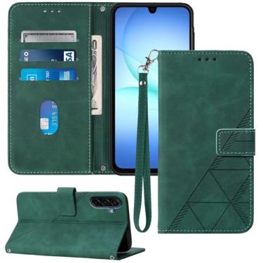 Imagem de Moment Dextrad Capa carteira para Samsung A17 5G, compartimentos para cartão, alça de pulso, proteção interna de telefone TPU, capa flip de couro PU com suporte para Galaxy A17 2025 (verde)
