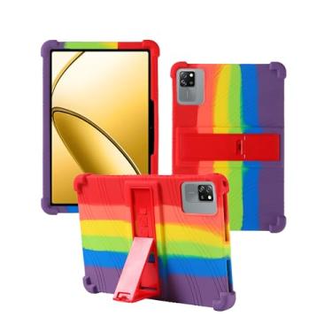 Imagem de Capa para Blackview Tab 60 Pro Android 14 Tablets 10,1 polegadas, capa protetora de borracha leve à prova de choque, capa protetora de silicone macio ajustável para crianças, arco-íris
