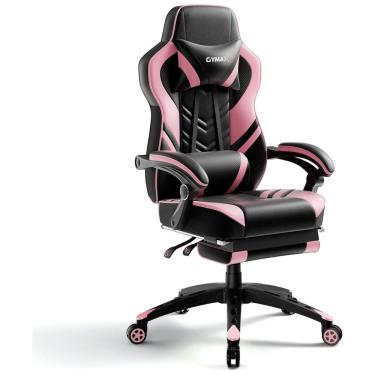 Imagem de Cadeira Gamer Ergonômica e Reclinável com Apoio Lombar e Cabeça, e, POWERSTONE, Rosa