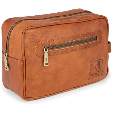 Imagem de Necessaire Masculina Vintage de Couro, Conhaque, BERLINER BAGS, Marrom