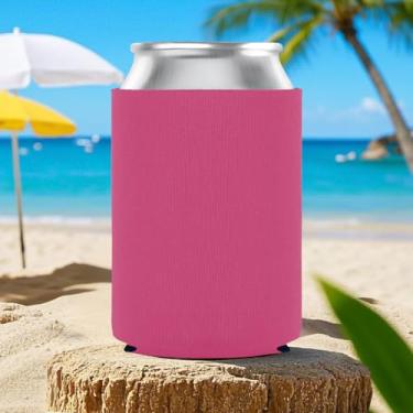 Imagem de Manga para latas padrão de 350 ml, isolamento macio, antiderrapante, para garrafas de refrigerante, cerveja e água (rosa vermelha)