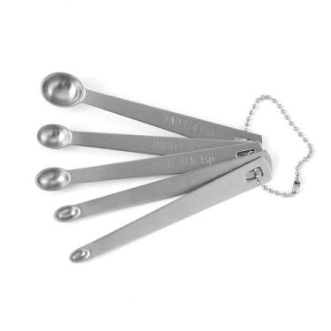 Imagem de Conjunto de colheres medidoras de 5 peças - lindas colheres pequenas de aço inoxidável para cozinhar e assar, inclui 1/4 a 1/64 colher de chá para pós e especiarias